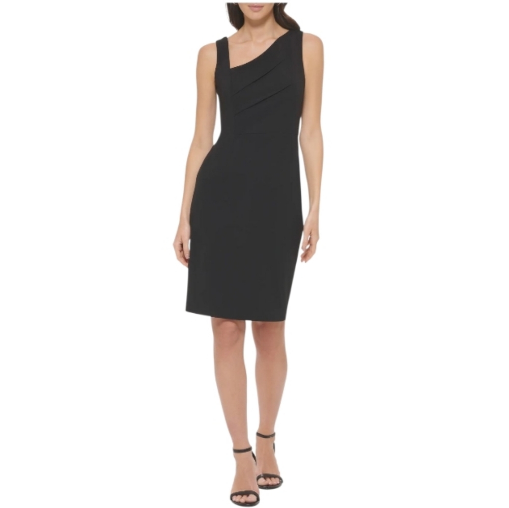 Calvin Klein Black Asymetrical Sleeveless Sheath Dress Size 4